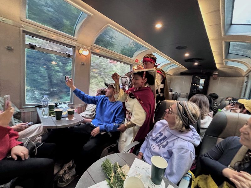 景觀列車的車廂,車頂是天窗。
