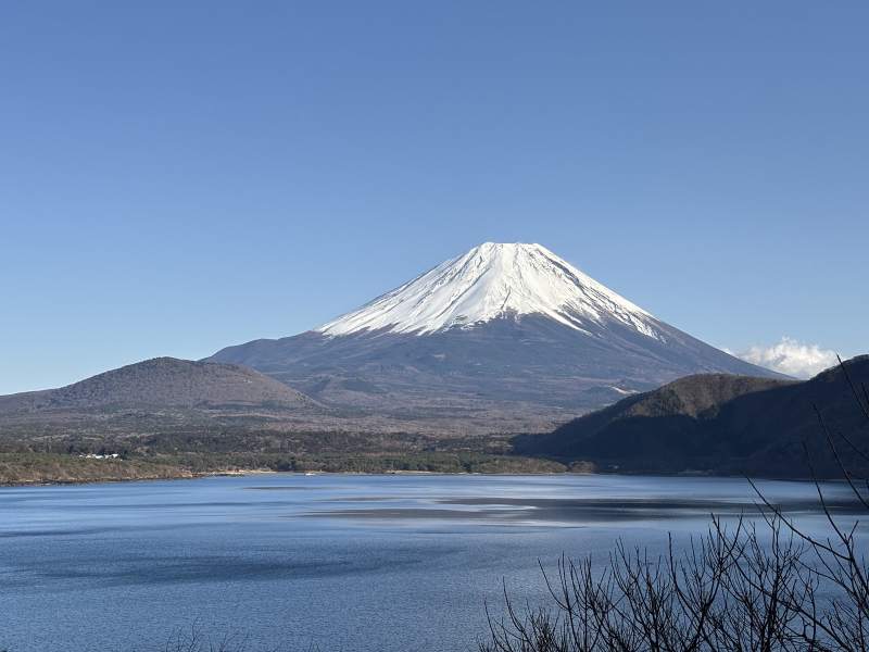 本栖湖對岸的富士山。