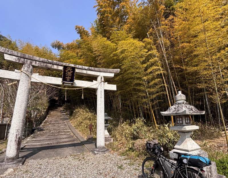 近江八幡街邊的天滿宮,鳥居後面整片竹林。