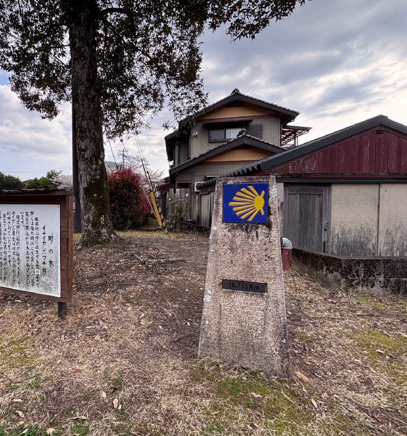 15:23,本宮的觀光協會外,聖雅各之路的貝殼路標:10.755 Km。
